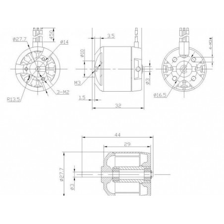 Outrunner - Brushless Motor DM2215 (51g, 3100kv, 200W) Pro-Tronik - FLASH RC