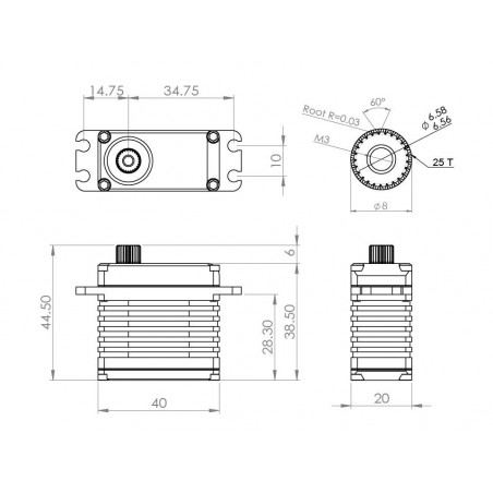 Servos - Servo estándar Mks HBL3850 MG digital Brushless - FLASH RC