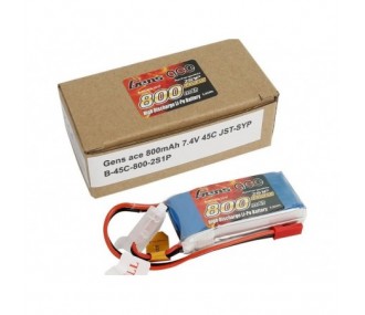 RC aircraft propulsion batteries - Battery Gen ace lipo 2S 7.4V 800mAh 45C jst-bec plug - FLASH RC 2