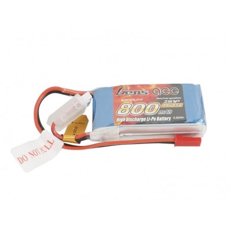 Batterie per la propulsione di aerei RC - Batteria Gen ace lipo 2S 7.4V 800mAh 45C jst-bec plug - FLASH RC