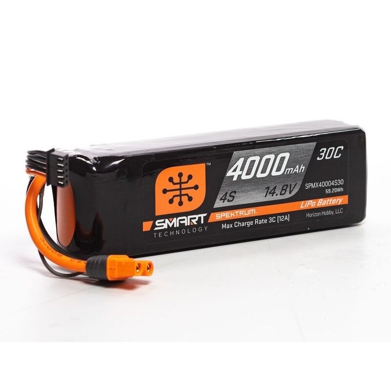 Batteries de propulsion avions RC - Batterie Smart Lipo 4S 14.8V 4000mAh 30C IC3 Spektrum - FLASH RC