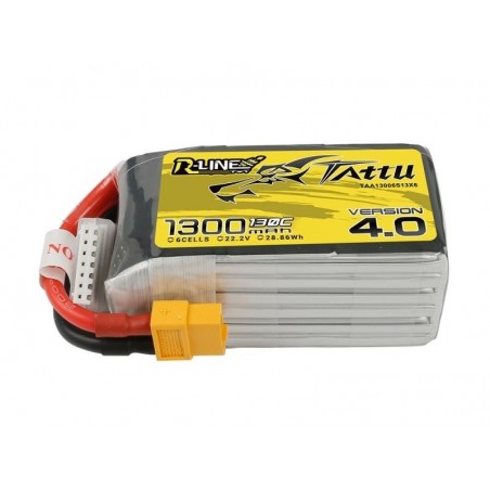 Batterie di propulsione per aerei RC - Tattu R-line V4.0 lipo 6S 22.2V 1300mAh 130C XT60 socket - FLASH RC