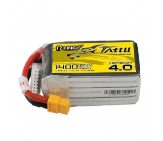 RC aircraft propulsion batteries - Tattu R-line V4.0 lipo 6S 22.2V 1400mAh 130C XT60 socket - FLASH RC