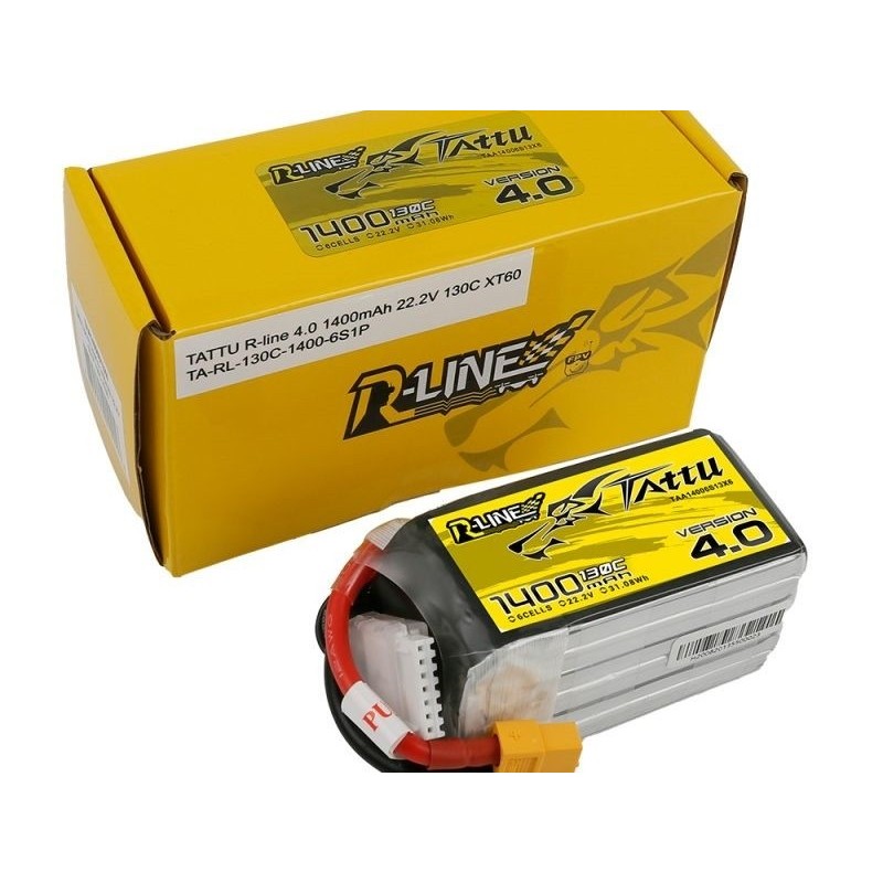 Baterías de propulsión de aviones RC - Tattu R-line V4.0 lipo 6S 22.2V 1400mAh 130C XT60 socket - FLASH RC