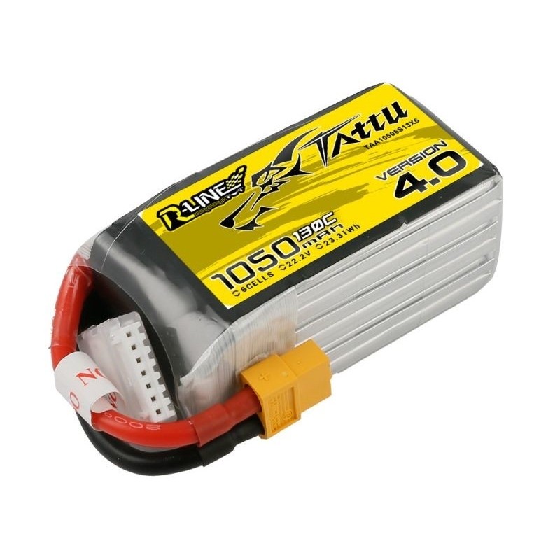 Batterie di propulsione per aerei RC - Tattu R-line V4.0 lipo 6S 22.2V 1050mAh 130C XT60 socket - FLASH RC