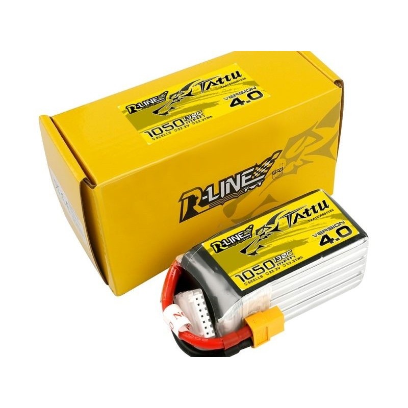 RC aircraft propulsion batteries - Tattu R-line V4.0 lipo 6S 22.2V 1050mAh 130C XT60 socket battery - FLASH RC