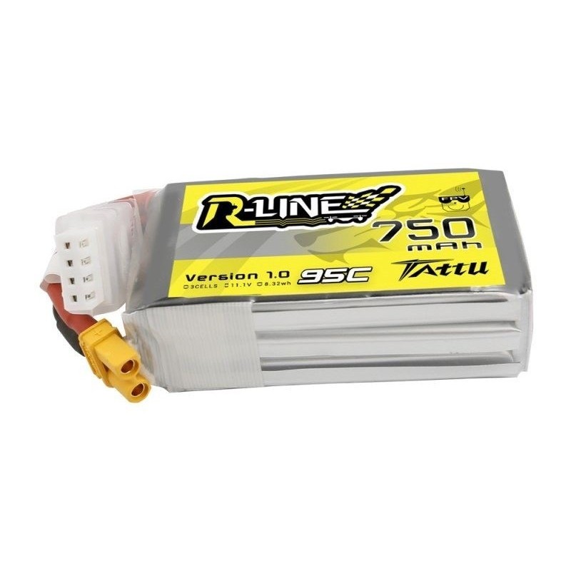 Baterías de propulsión de aviones RC - Tattu lipo 3S 11.1V 750mAh 95C XT30 rline socket battery - FLASH RC
