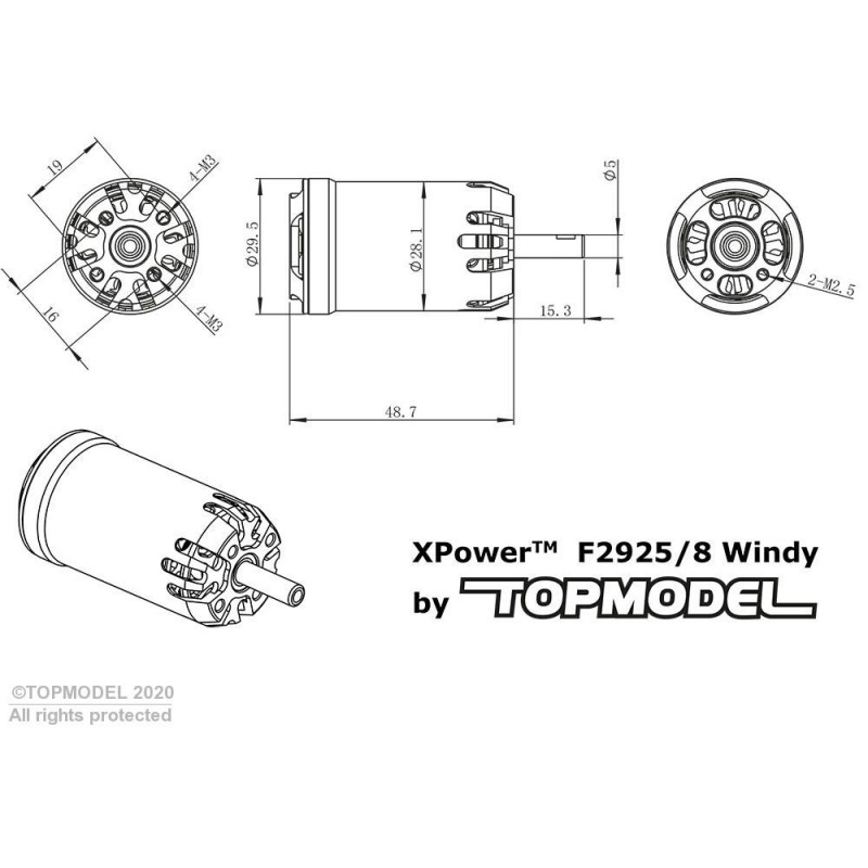 Outrunner - XPower F2925/8 F5J WINDY brushless motor - 102g - FLASH RC