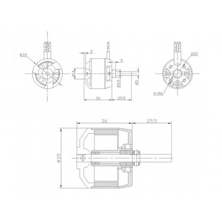 Outrunner - Brushless Motor DM2815 (118g, 850kv, 320W) Pro-Tronik - FLASH RC