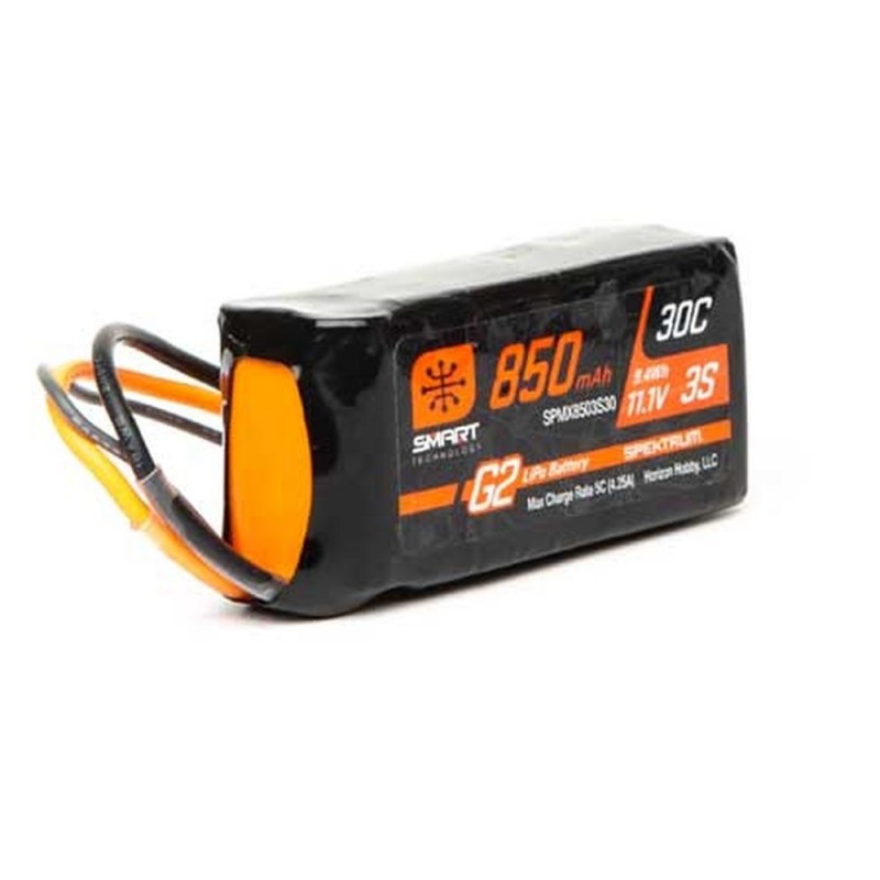 Baterías de propulsión de aviones RC - Smart G2 Lipo 3S 11.1V 850mAh 30C IC2 Batería Spektrum - FLASH RC