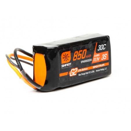 Baterías de propulsión de aviones RC - Smart G2 Lipo 3S 11.1V 850mAh 30C IC2 Batería Spektrum - FLASH RC