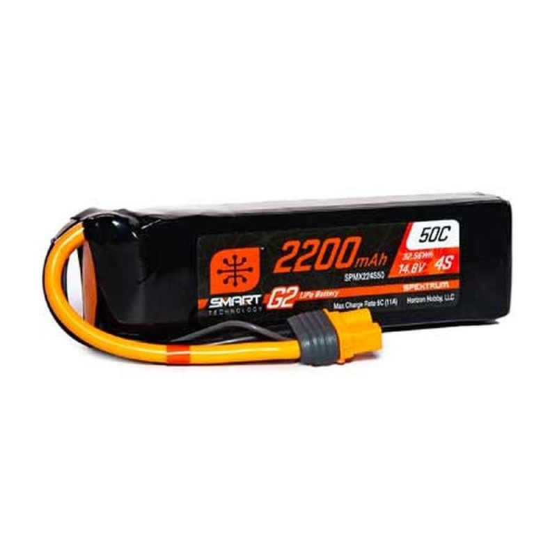 RC aircraft propulsion batteries - Smart G2 Lipo 4S 14.8V 2200mAh 50C IC3 Spektrum battery - FLASH RC