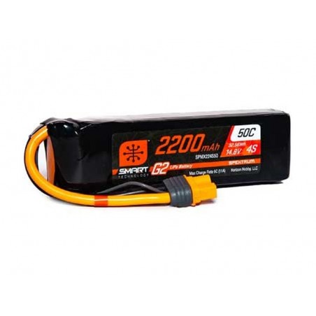 RC aircraft propulsion batteries - Smart G2 Lipo 4S 14.8V 2200mAh 50C IC3 Spektrum battery - FLASH RC