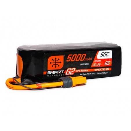 Batterie per la propulsione degli aerei RC - Smart G2 Lipo 6S 22.2V 5000mAh 50C IC5 Spektrum - FLASH RC