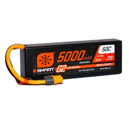 Batteria Smart G2 Lipo 2S 7.4V 5000mAh 50C Custodia rigida IC3 Spektrum