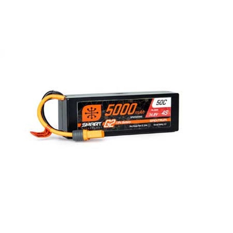 RC Car and Boat Batteries - Smart G2 Lipo 4S 14.8V 5000mAh 50C Hard Case IC5 Spektrum - FLASH RC