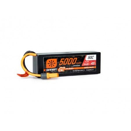 RC Car and Boat Batteries - Smart G2 Lipo 4S 14.8V 5000mAh 50C Hard Case IC5 Spektrum - FLASH RC