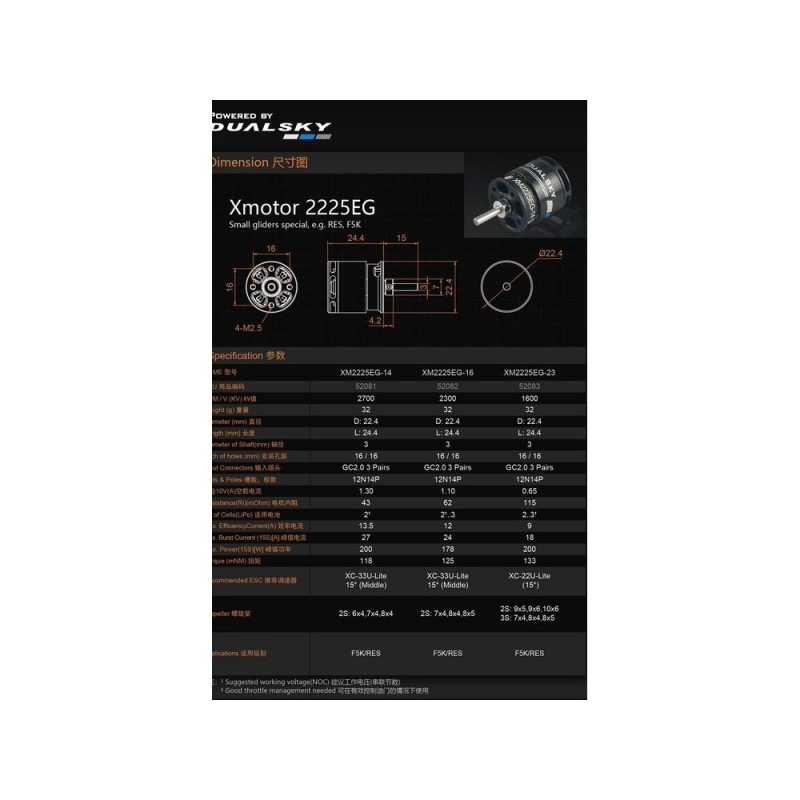 Outrunner - Dualsky-Motor XM2225EG-14 (32g, 2700kV, 200W) - FLASH RC