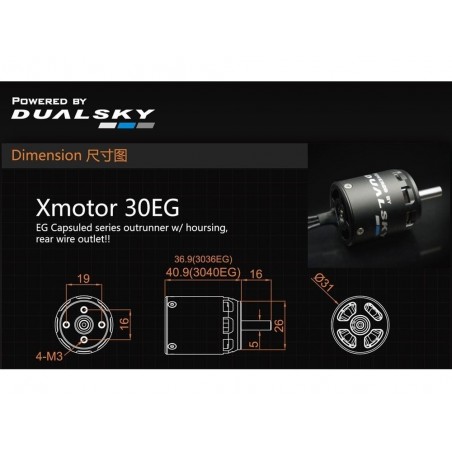 Outrunner - Dualsky-Motor XM3040EG-12 (104g, 1000kV, 560W) - FLASH RC