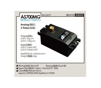 Servi - Treno di servi analogici Dualsky AS700MG (45g, 7,5kg/cm, 0,35s/60°) - FLASH RC