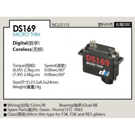 Servi - Micro servo analogico Dualsky DS169 (9g, 2,8kg/cm, 0,06s/60°) - RC FLASH
