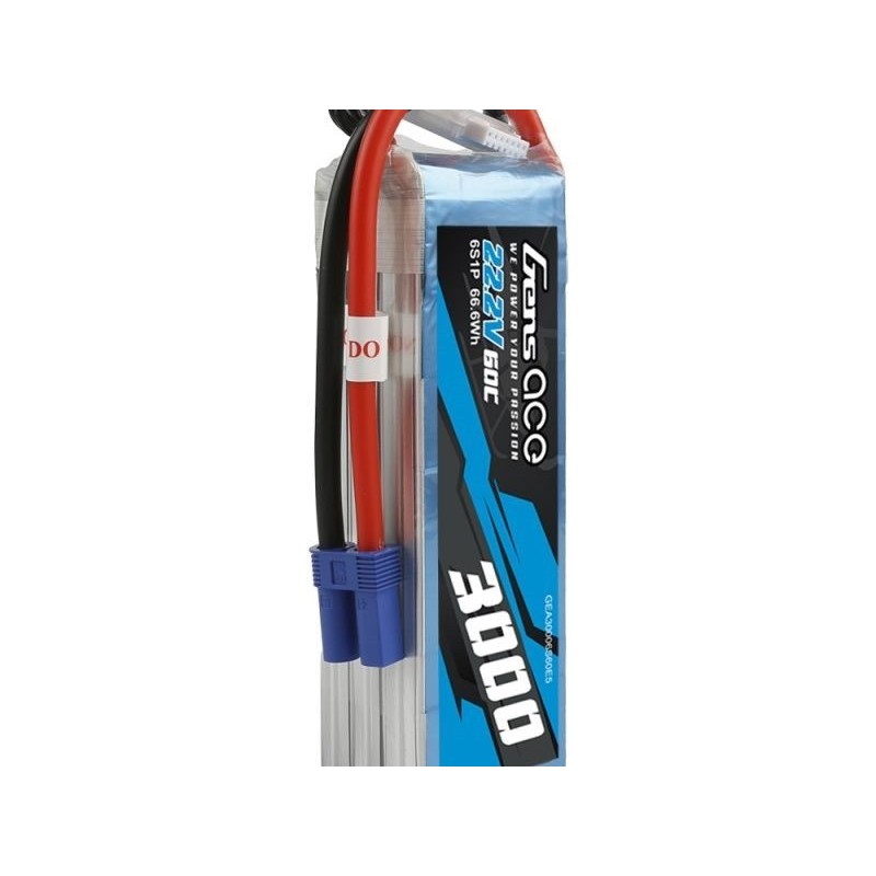 Baterías de propulsión de aviones RC - Gens ace lipo 6S 22.2V 3000mAh 60C zócalo EC5 - FLASH RC