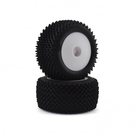 LOS41013 - LOS41013 - Pin Tires, Rear, Mounted, White (2): Mini-T 2.0 Losi Losi - FLASH RC