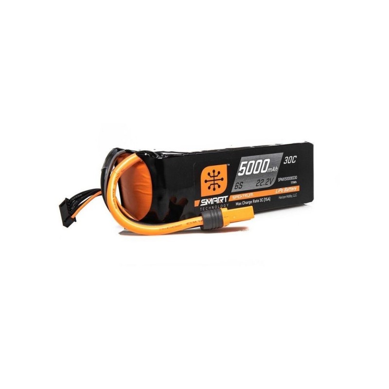 RC Aircraft propulsion batteries - Smart Lipo 6S 22.2V 5000mAh 30C IC5 Spektrum battery - FLASH RC