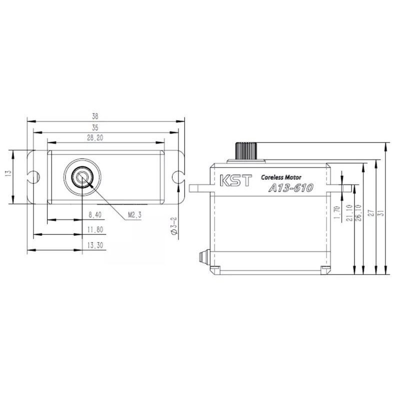 Servo KST A13-610MG HV 13mm (24g, 9.0kg.cm, 0,10sec/60°) - FLASH RC