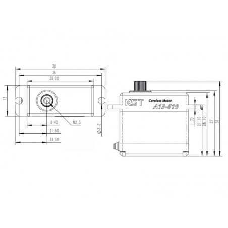 Servos - Servo KST A13-610MG HV 13mm (24g, 9.0kg.cm, 0,10seg/60°) - FLASH RC