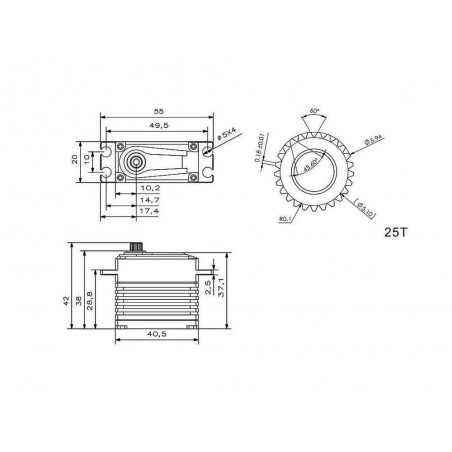 Servo KST A20-3813 MG HV (72g, 38kg.cm, 0,13sec/60°) - FLASH RC