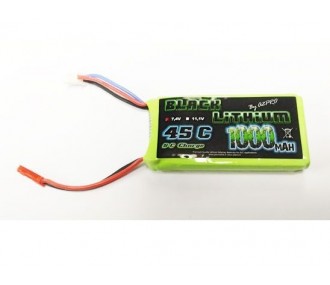 Batteries de propulsion avions RC - Batterie Black Lithium 2S 7.4V 1000mAh 45C prise JST - A2PRO - FLASH RC