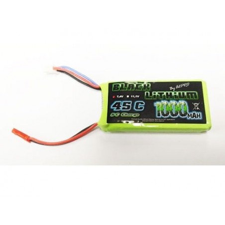 RC Aircraft propulsion batteries - Black Lithium 2S 7.4V 1000mAh 45C JST socket - A2PRO - FLASH RC