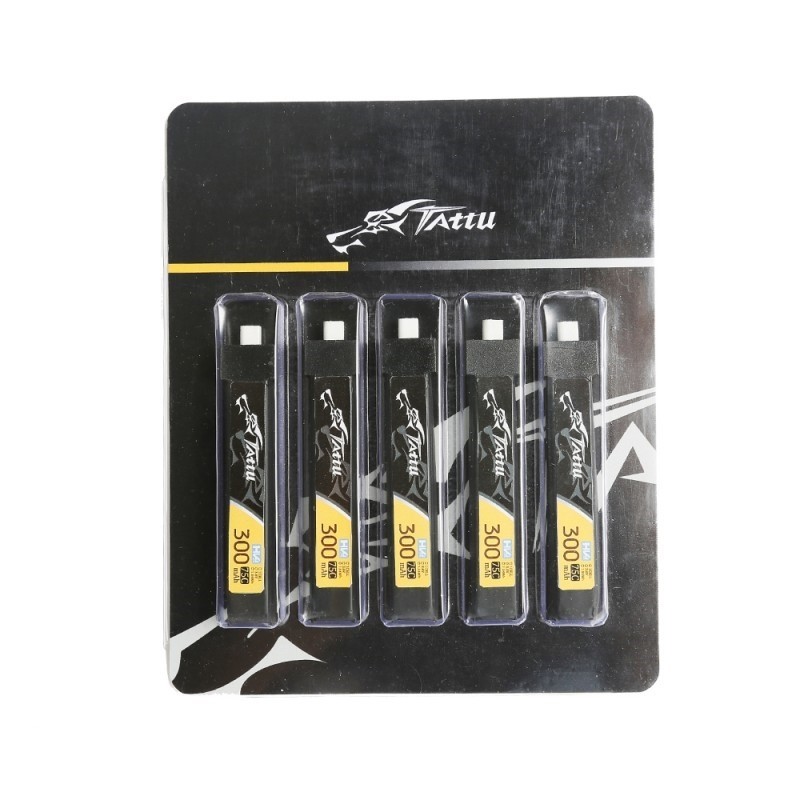 Batterie di propulsione per aerei RC - Tattu Lipo 1S HV 3.8V 300mAh 75C BT 2.0 (Confezione da 5 unità) - FLASH RC