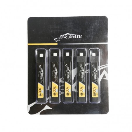 Batteries de propulsion avions RC - Batterie Tattu Lipo 1S HV 3.8V 300mAh 75C BT 2.0 (Pack de 5 unités) - FLASH RC