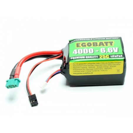 Batteries de réception - Batterie LiFe EGOBATT 6,6V 4000mAh 25C JR/MPX - FLASH RC