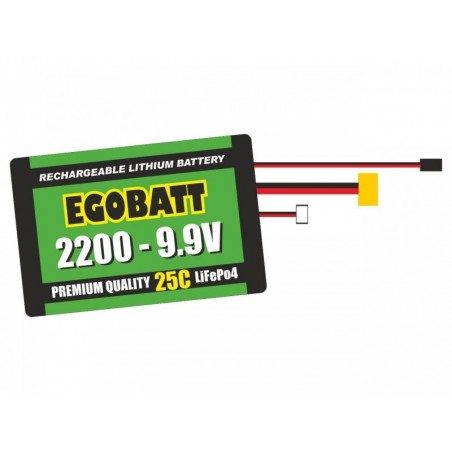 Receiver batteries - LiFe battery EGOBATT 9,9V 2200mAh 25C JR/XT60 - FLASH RC