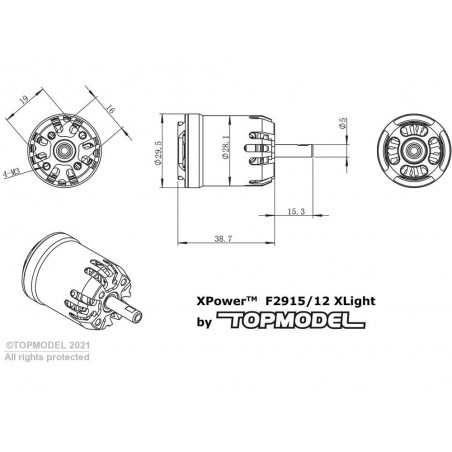 Outrunner - Brushless-Motor XPower F2915/12 F5J XLIGHT - 72g - FLASH RC