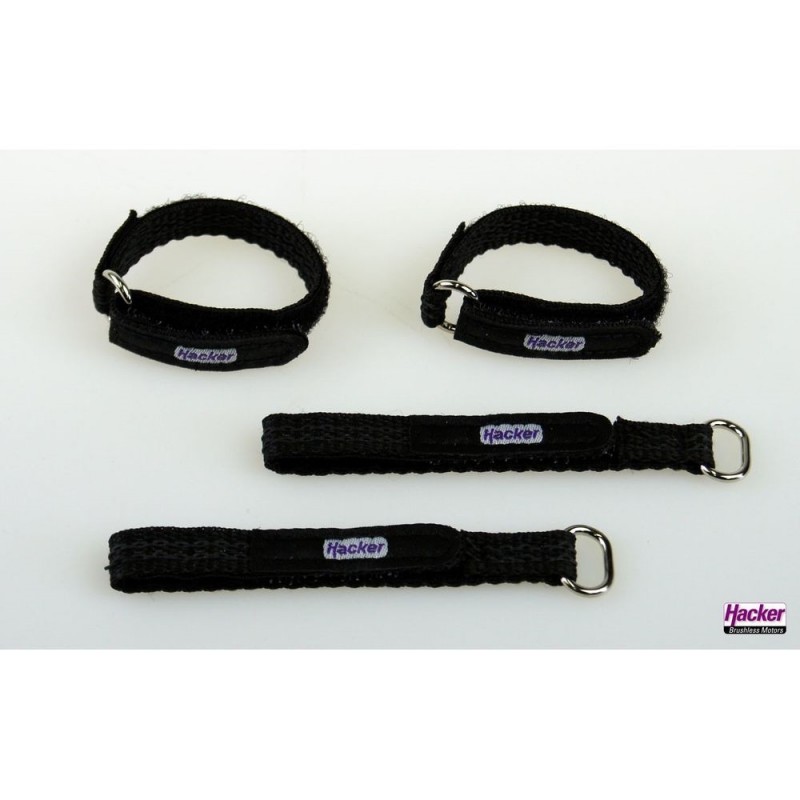 Velcro (bandes, colliers, patchs) - Sangle Velcro antiglissement HackerMotor, 10x150mm - 4pcs - FLASH RC