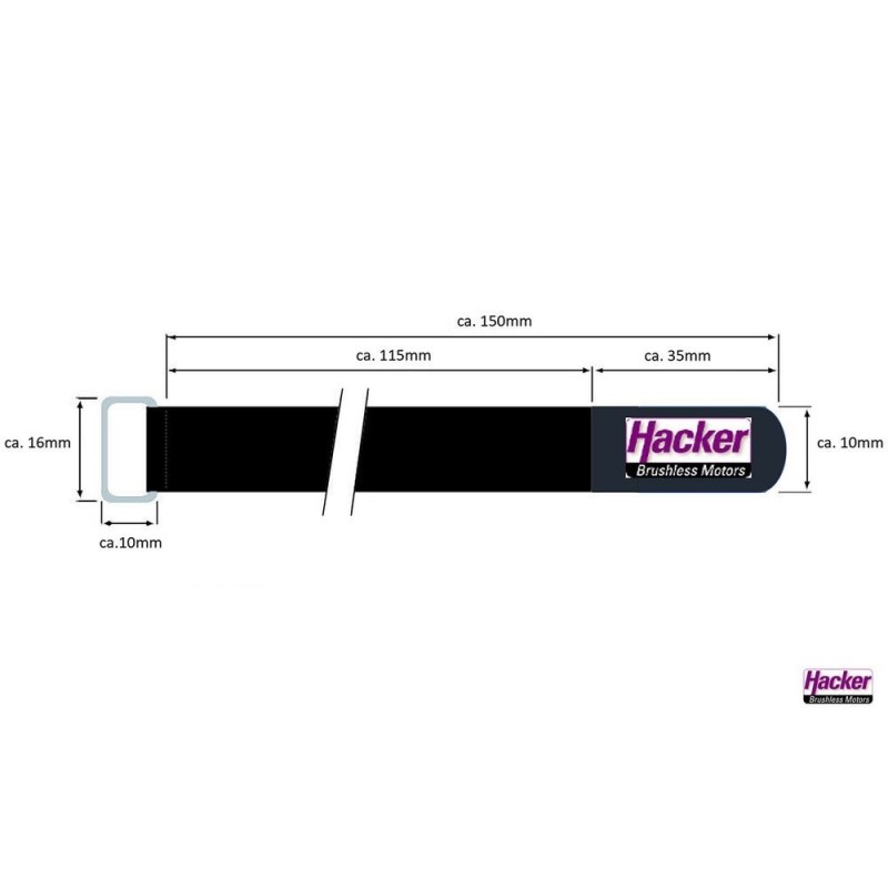 Velcro (strisce, collari, toppe) - HackerMotor Cinghia antiscivolo in velcro, 10x150mm - 4pz - FLASH RC