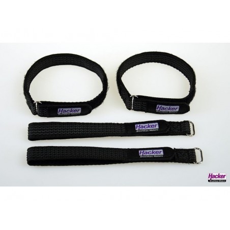 Velcro (bandes, colliers, patchs) - Sangle Velcro antiglissement HackerMotor, 15x300mm - 4pcs - FLASH RC
