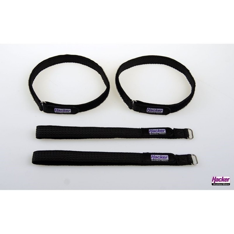 Velcro (bandes, colliers, patchs) - Sangle Velcro antiglissement HackerMotor, 15x400mm - 4pcs - FLASH RC