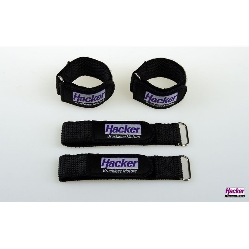 Velcro (bandes, colliers, patchs) - Sangle Velcro antiglissement HackerMotor, 25x200mm - 4pcs - FLASH RC