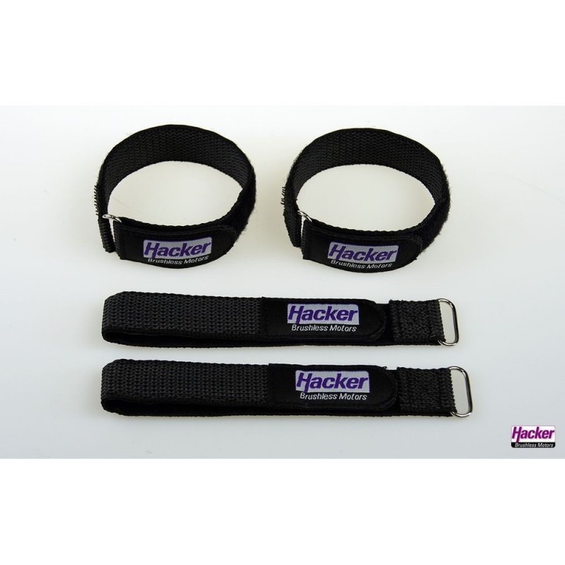 Velcro (bandes, colliers, patchs) - Sangle Velcro antiglissement HackerMotor, 25x300mm - 4pcs - FLASH RC