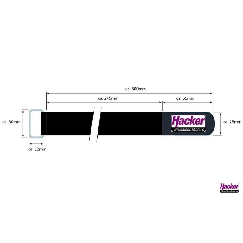 Velcro (strisce, collari, toppe) - HackerMotor Cinghia antiscivolo in velcro, 25x300mm - 4pz - FLASH RC