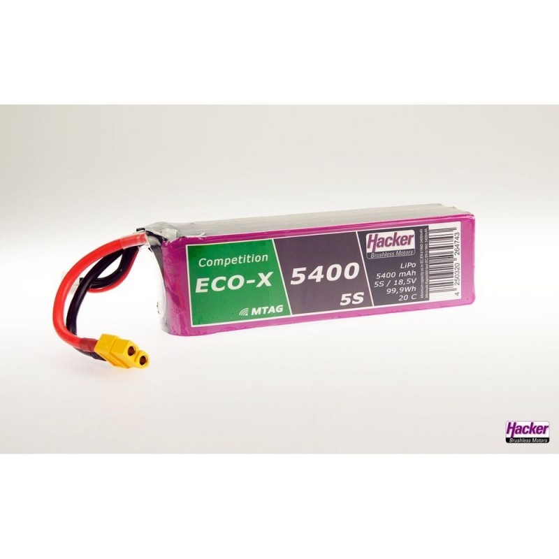 Baterías de propulsión para aviones RC - Lipo Hacker TopFuel Eco-X Competition MTAG 5S 18.5V 5400mAh 20C XT60 socket - FLASH 