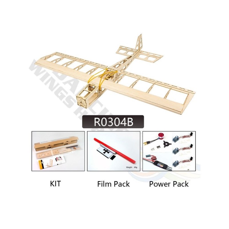 RC Kunstflugzeuge - Holzbausatz Flugzeug Stick-06 ca.0.60m + Film Pack + Power Pack - FLASH RC