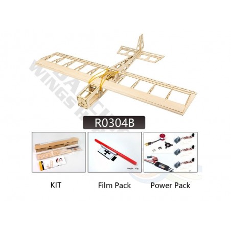 Aerei acrobatici RC - Kit in legno per costruire aerei Stick-06 di circa 0,60 m + pacchetto pellicola + pacchetto alimentazione 