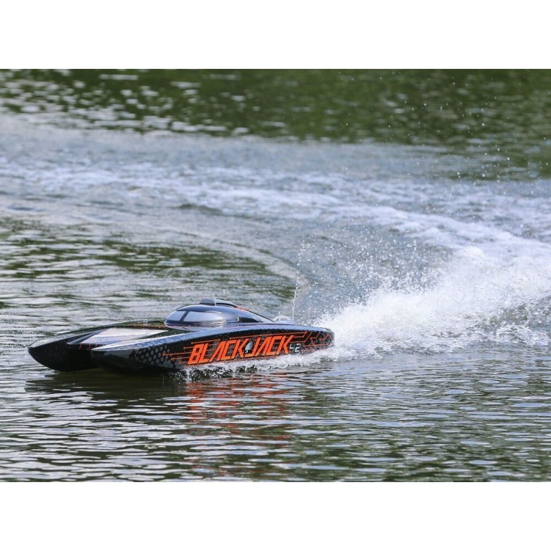 RC-Motorboote - Boot Blackjack 42 BL Schwarz/Orange RTR PROBOAT - FLASH RC