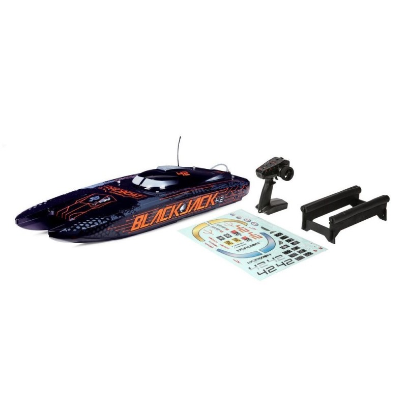 RC-Motorboote - Boot Blackjack 42 BL Schwarz/Orange RTR PROBOAT - FLASH RC